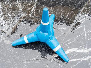 Closeup shot of a traffic cone in Asturias, Spain