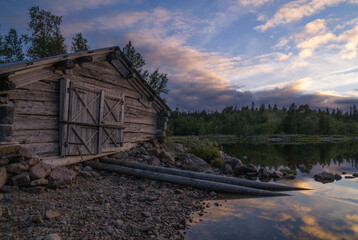 Boathouse on lake Ostersjon