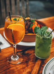 Two freshly served cocktail glasses, ready to celebrate.