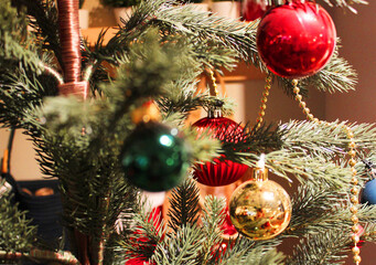 Christmas tree pine place for lettering christmas background New Year's still life, Christmas tree...