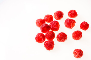 Raspberry isolated on white with copy space