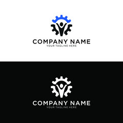 People Gear Engineer Group Logo Design Template