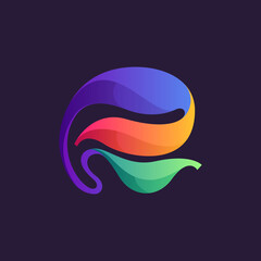 Vibrant calligraphy R letter logo with colorful gradients.