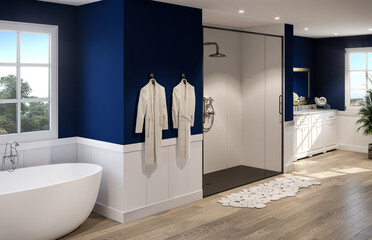 Luxury classic blue bathroom
