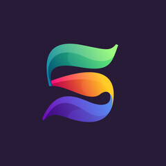 Vibrant calligraphy number five logo with colorful gradients.