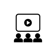 Online Training icon. Video conference outline vector icon. Online education resources sign. Distant education, e-learning symbol. Webinar, online conference or tutorial vector illustration
