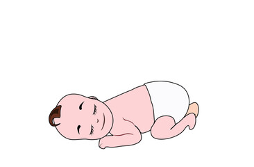 Sleeping baby in diaper. vector