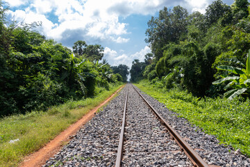 Fototapeta premium Rails du train de bambou à Battambang, Cambodge