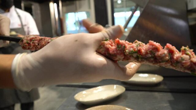 making Adana; traditional from Adana Turkey