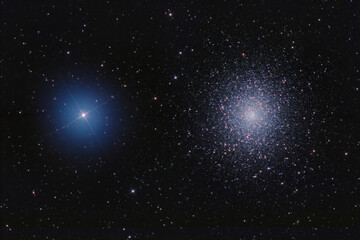Obraz na płótnie Canvas A Double Star and the M5 Star Cluster