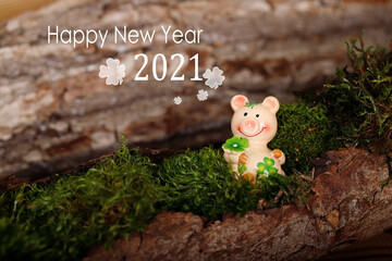 happy new year 2021 mit glücksschwein