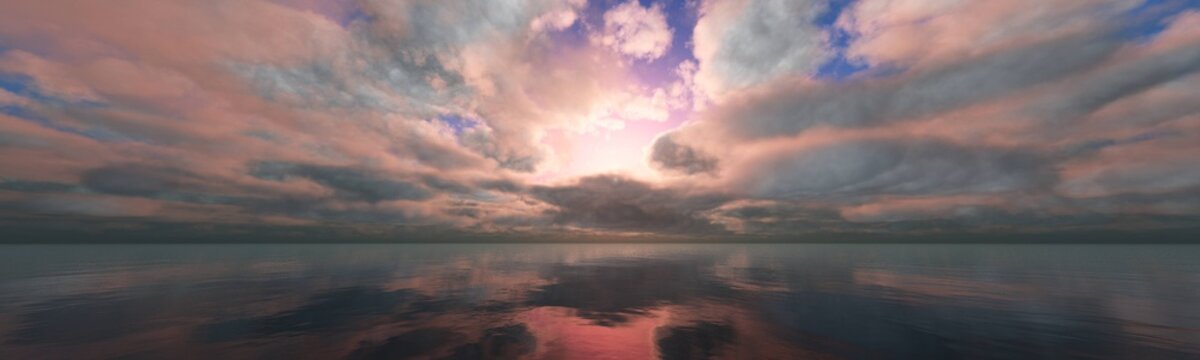Dramatic seascape, stormy seascape, sunset over the sea, 