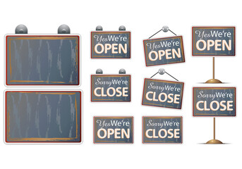 illustration of a vintage open close sign marketing