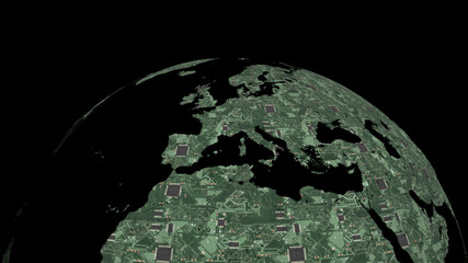 Printed Circuit Board Earth. 3D render.