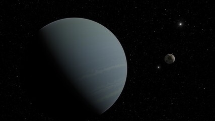 alien planets with mountains, view of planets from space, science fiction illustration 3d render