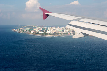 Flying over Maldives