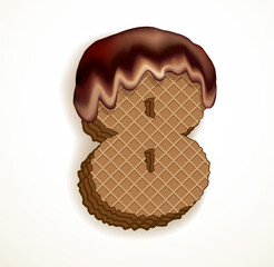 Vector set of stylized symbols wafers with cream inside