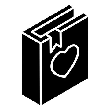 
Heart On Novel, Glyph Isometric Icon Of Favourite Book 
