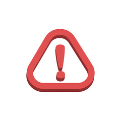 Alert vector icon 3d style. Rounded triangle with exclamation icon.