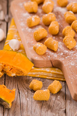 Raw pumpkin gnocchi. 