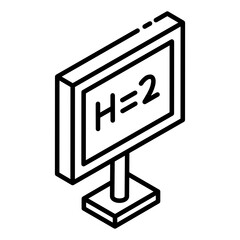 
Equality display stand, glyph isometric icon of equation board 
