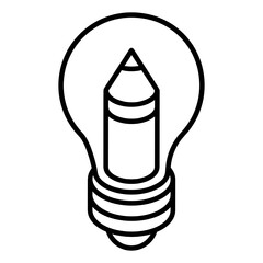 
Creative education icon, pencil inside bulb 
