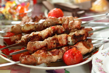 shish kebab (meat) on the barbecue