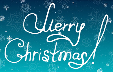 lettering Merry Christmas on blue