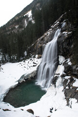 Krimmler waterfall in winter