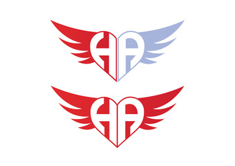 HA Valentine Love Alphabet Logo Design Concept