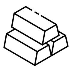 
Gold bricks glyph isometric icon, gold stack 

