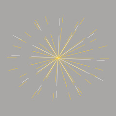 Fototapeta premium Explosion effect of random radial yellow and gray lines. Shining stripes on a dark gray background. Circular pattern.
