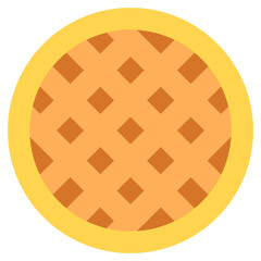 
Baked food item, flat icon of pie 
