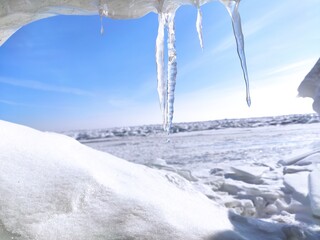 icicles on the lake