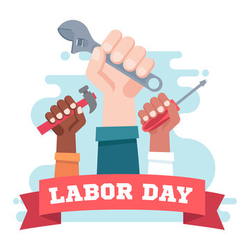 Labour day white picture workers fix - Vector