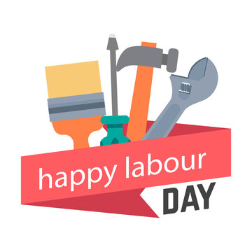 Labour day white picture mechanic builder - Vector
