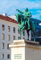 Fototapeta na wymiar Equestrian statue of Maximilian I Wittelsbach (1820), Munich, Germany