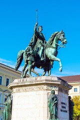 Obraz premium Equestrian statue of Ludwig I (1862) by Max von Widnmann at Odeonsplatz, Munich, Germany