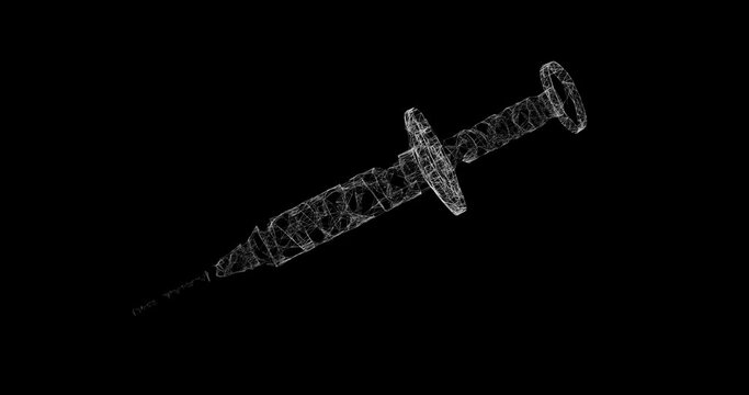 isolated black background Illustration syringe injection needle futuristic innovation covid vaccine research develop success trail effective pharmaceutical company cure coronavirus evolution