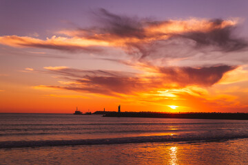 sunset on the beach in the Atlantic ocean Viana do Castelo Praia do Cabedelo Cabedelo beach colorful clouds