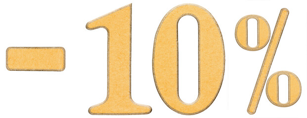 Percent off. Discount. Minus 10 ten percent, numerals isolated on white background