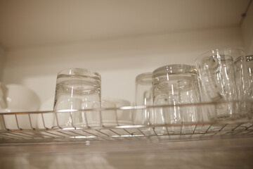 clean dishes on the shelf