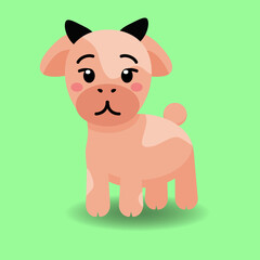 Cute Cartoon little bull on a green background. Vector illustration. Symbol of 2021