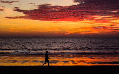 Woman Walking by the beach in el puerto de santa maria, Andalusia - Spain