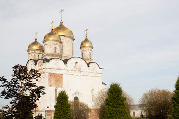 Obraz premium Cathedral of the Nativity of the virgin, Russian Church in Luzhetsky Ferapontov monastery, Mozhaysk, Moscow region, Russia