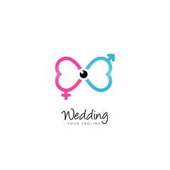 Infinity love Wedding Logo Design Template Flat Style Vector Illustration