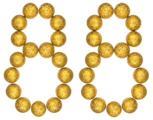 Numeral 88, eighty eight, from decorative balls, isolated on white background
