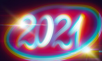 Banner 2021 scritta neon luminosa