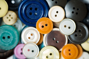 multi-colored buttons of different sizes