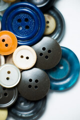 multi-colored buttons of different sizes